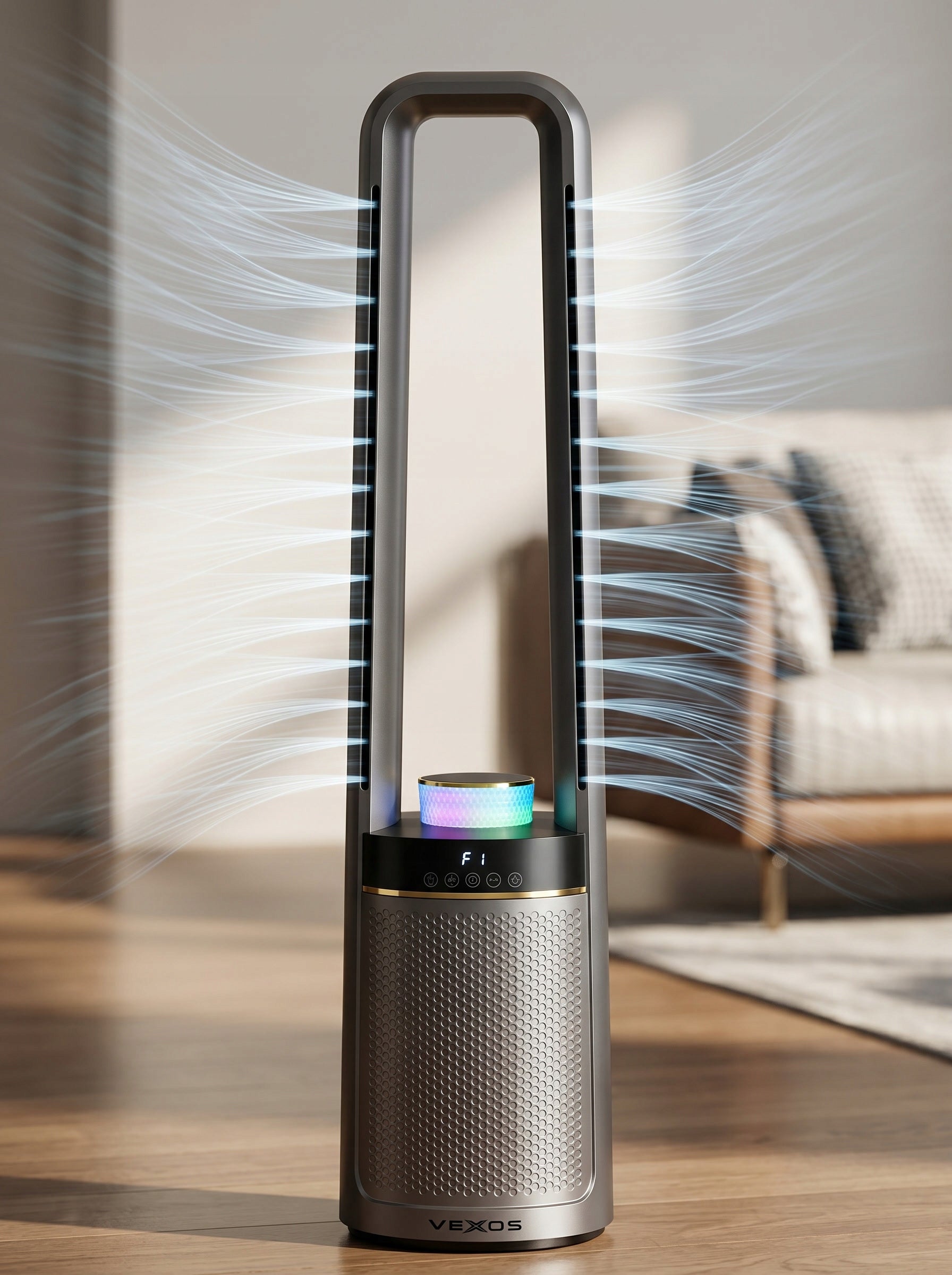 Bladeless Fan Column Floor Fan Quiet + LED PILOT TIMER Brand Vexos
