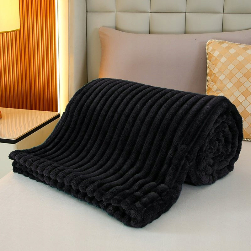 Blanket 160x200 Microfiber Embossed Soft Bedspread Black with Ribbing Manufacturer code KOC KPC 09 160x200