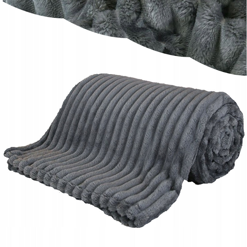 Blanket 200x220 Microfiber Embossed Thick Warm Bedspread Graphite