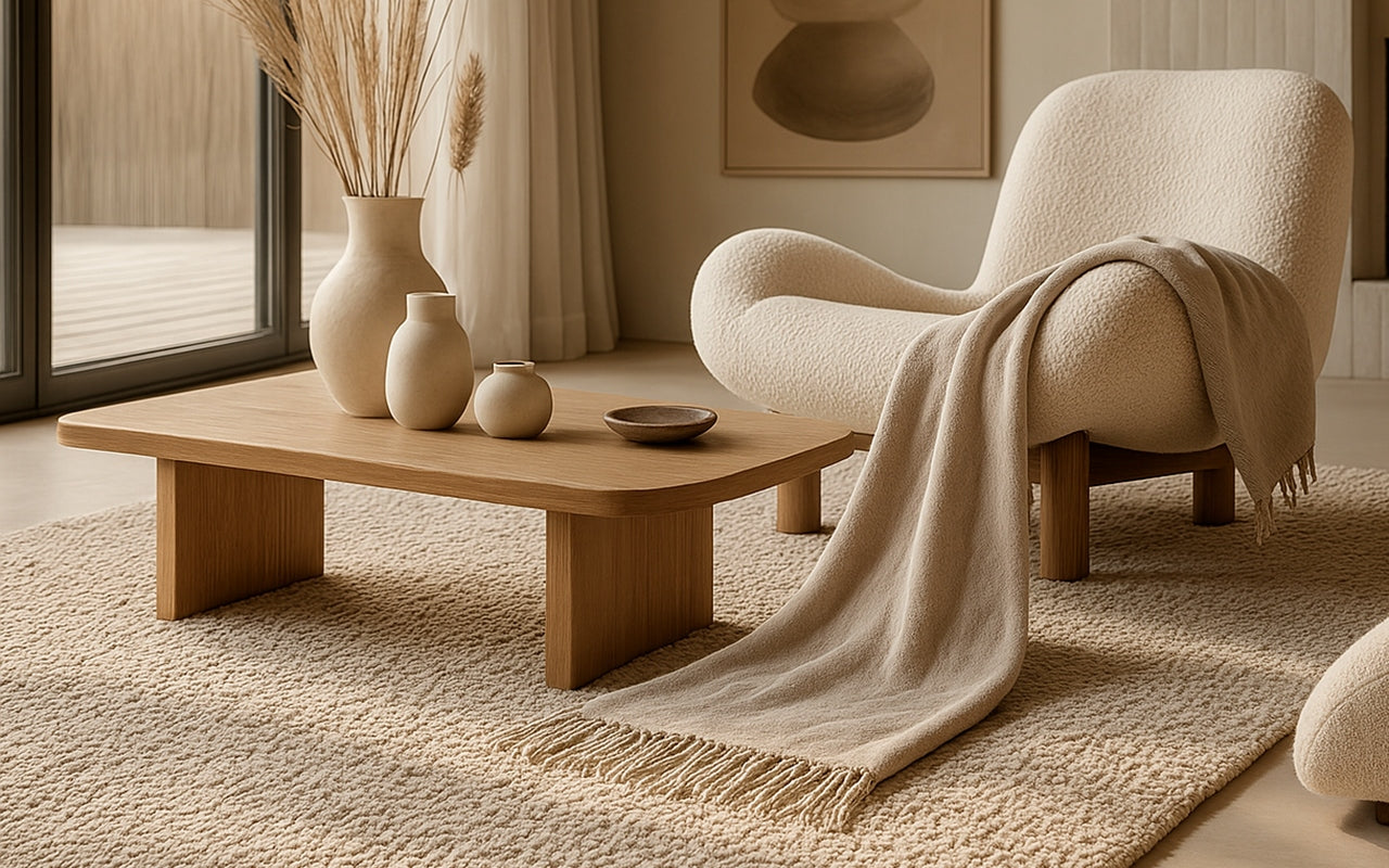 Blanket Bedspread MOCA DESIGN 150x200 Cotton Acrylic Tassels Plaid Light Beige Manufacturer code Moca_FB19