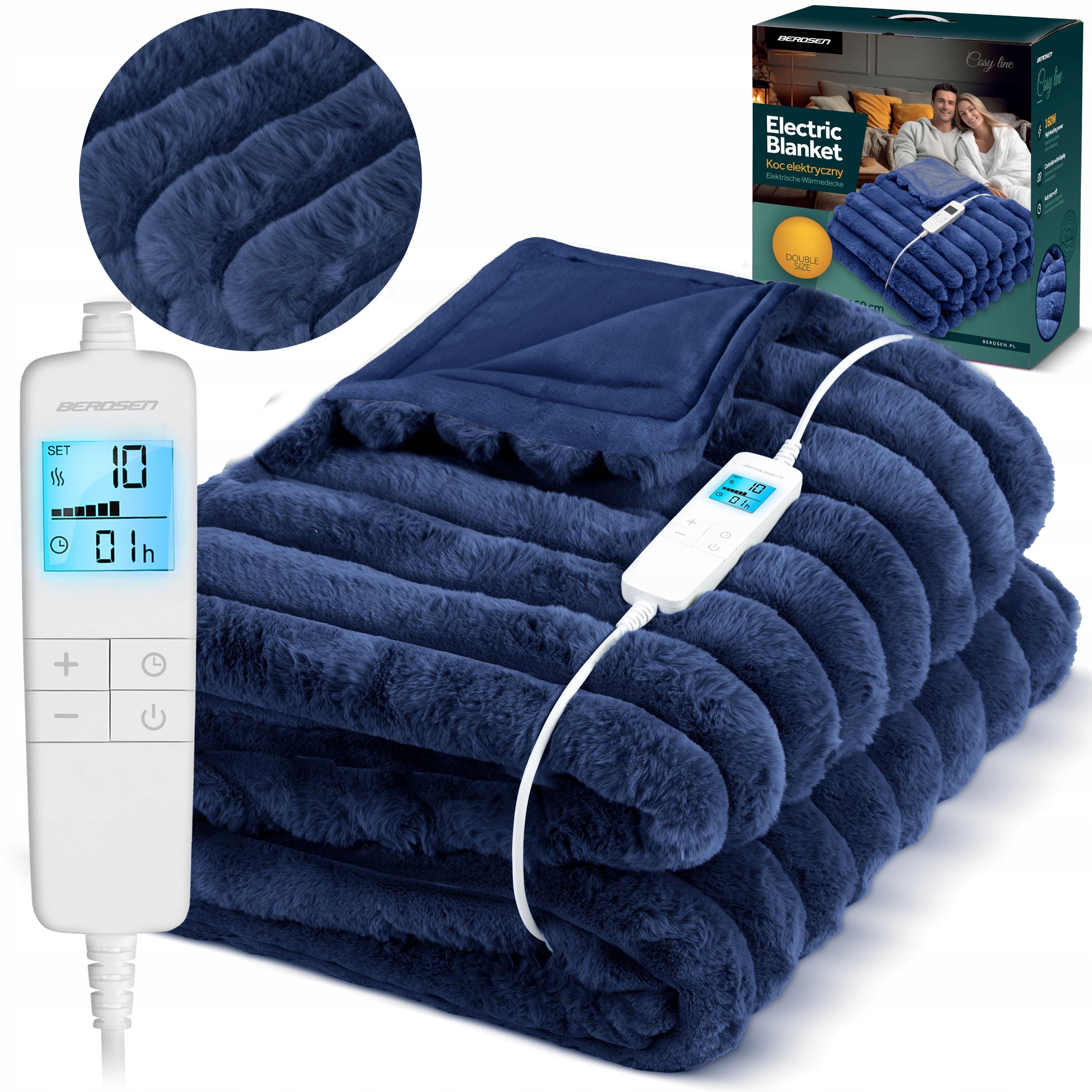 Blanket Electric Heated Plush 180x160 Thick Soft Large LCD Remote Control