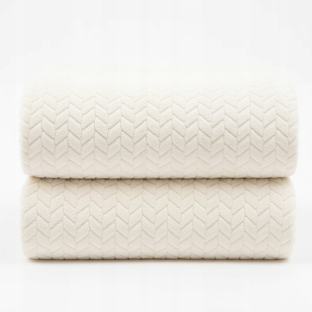 Blanket Herringbone Pled Bedspread Sofa Soft Fashionable ECRU 200x220