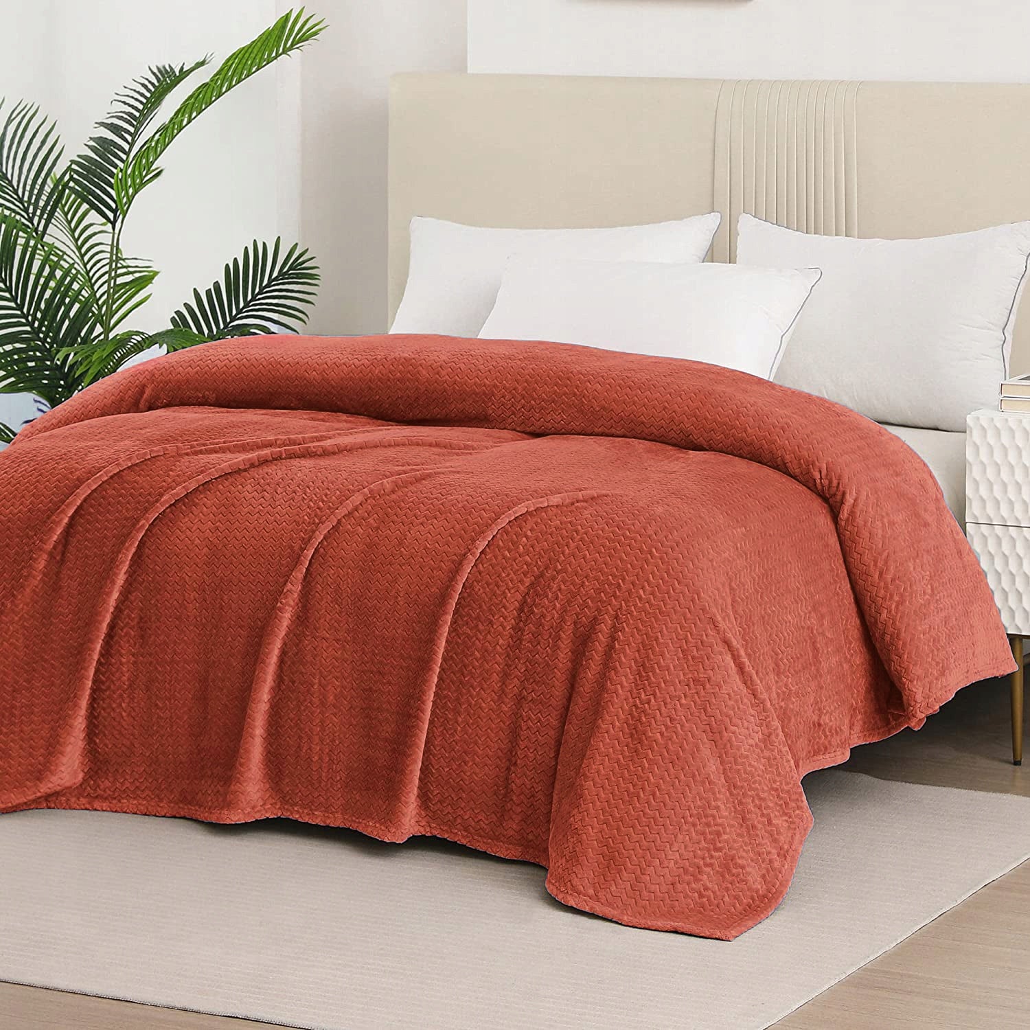 Blanket MICROFIBER 200x220 Warm ZIGZAG Brick SOFT Packaging status original
