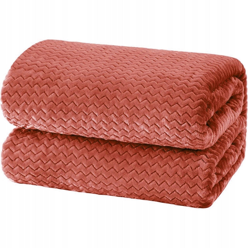 Blanket MICROFIBER 200x220 Warm ZIGZAG Brick SOFT