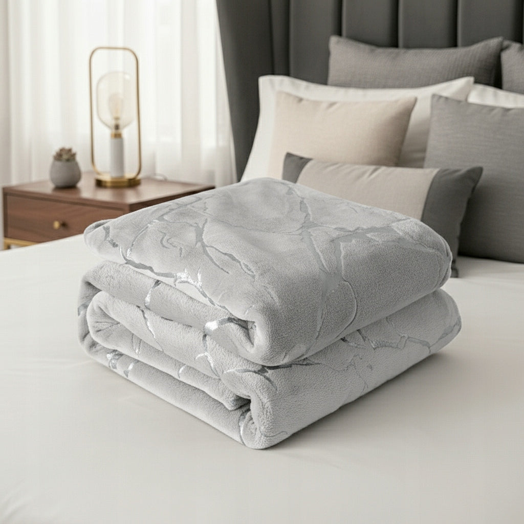 Blanket Marble with Silver Application Pled Soft Plush Bedspread Grey 160x200 Manufacturer code KOC-MARMUR-160X200-25A+1