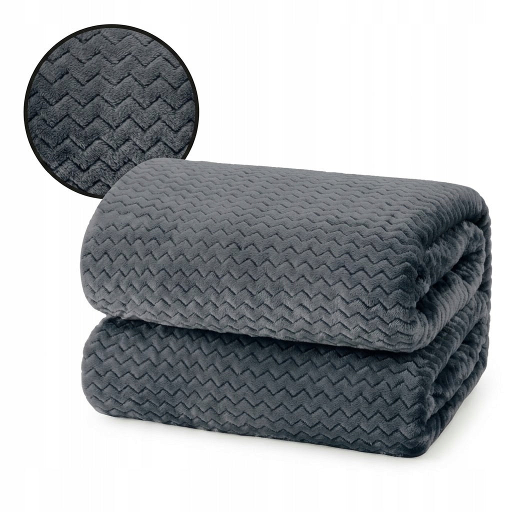 Blanket Microfiber Zigzag Graphite Soft Warm Modern Design 160x200