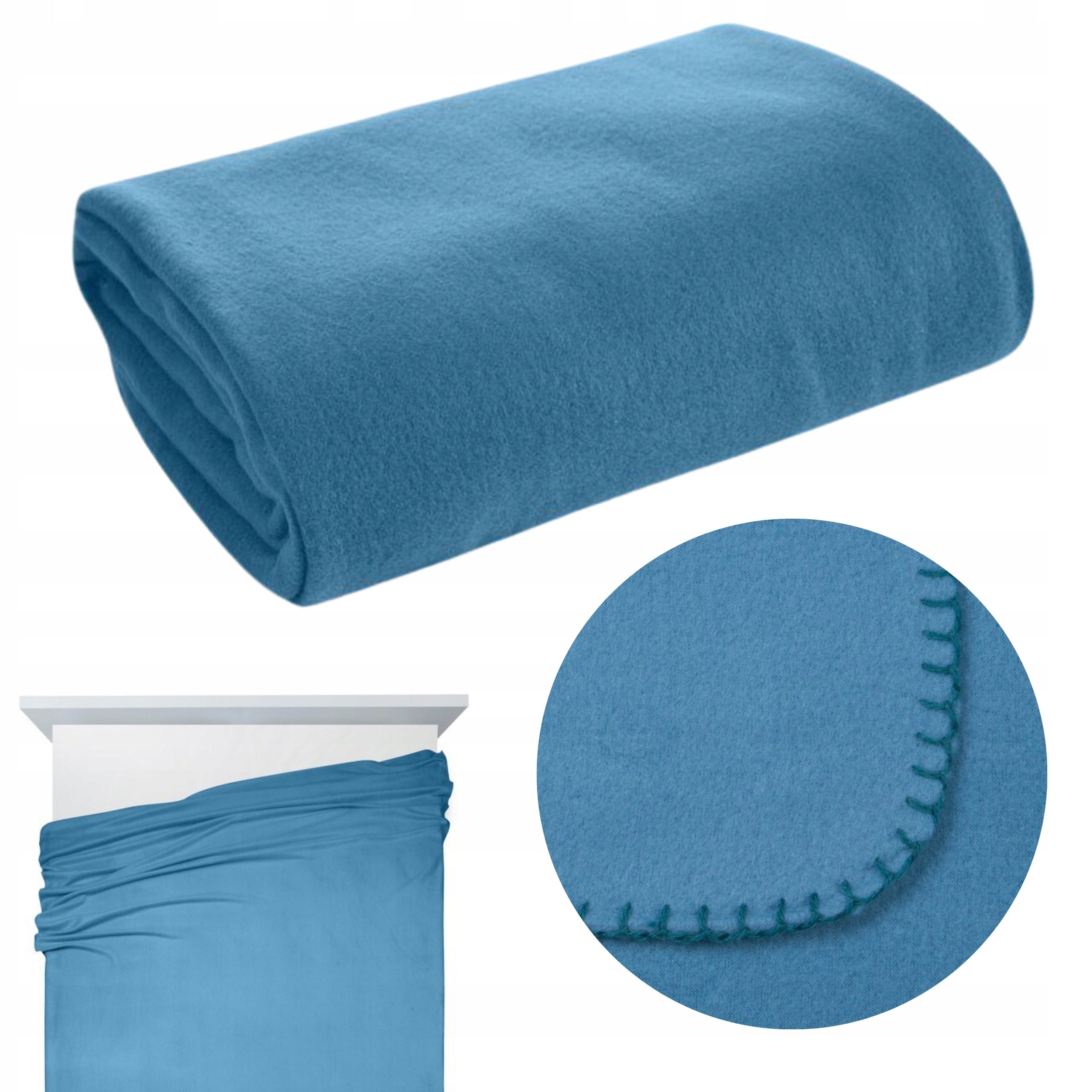 Blanket POLAR 150x200cm fleece blue BEDSPREAD ARMCHAIR SOFT WARM