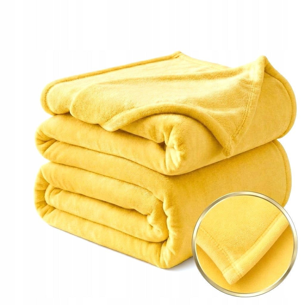 Blanket Plush Yellow Microfiber Soft Warm 200x220