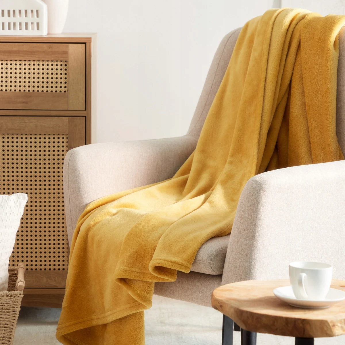 Blanket ROTE thick mustard 150x200 cm HOMLA Packaging status original
