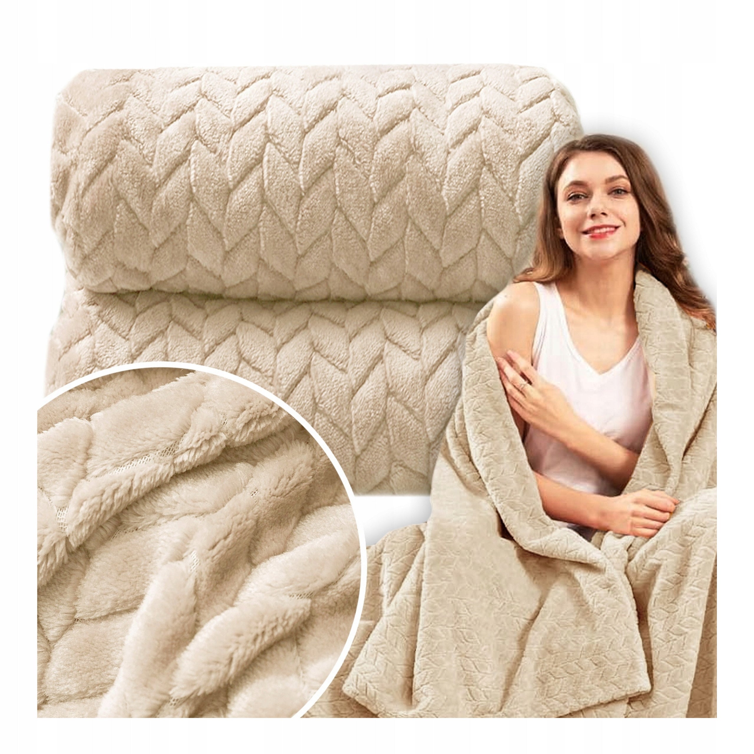 Blanket Thick Embossed Herringbone Pled Bedspread For Living Room Bedroom Warm 160x200