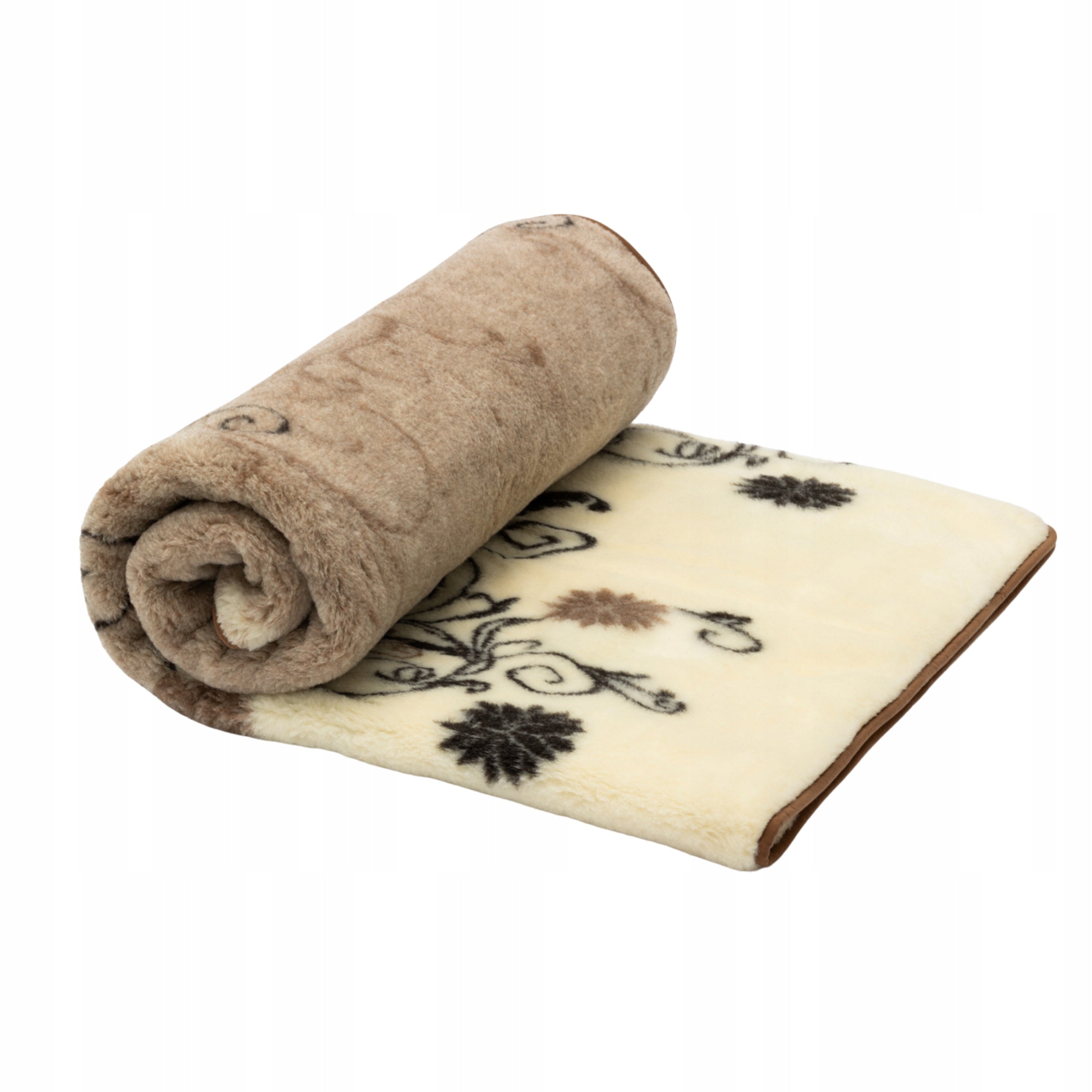 Blanket Wool Merinos Australian 100% Wool pattern elegant brown beige 140x200