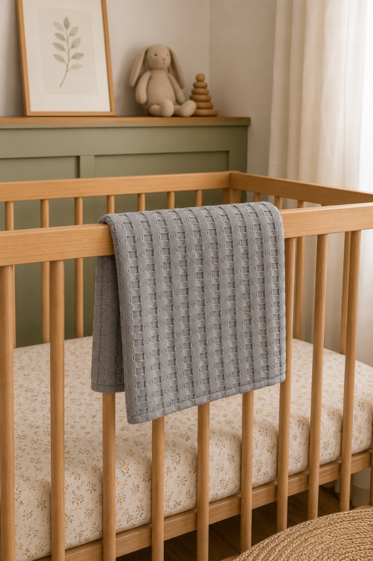 Blanket baby blanket WAFER 100% COTTON 70x100cm LIGHT GREY Brand MEBLE ODNOWA