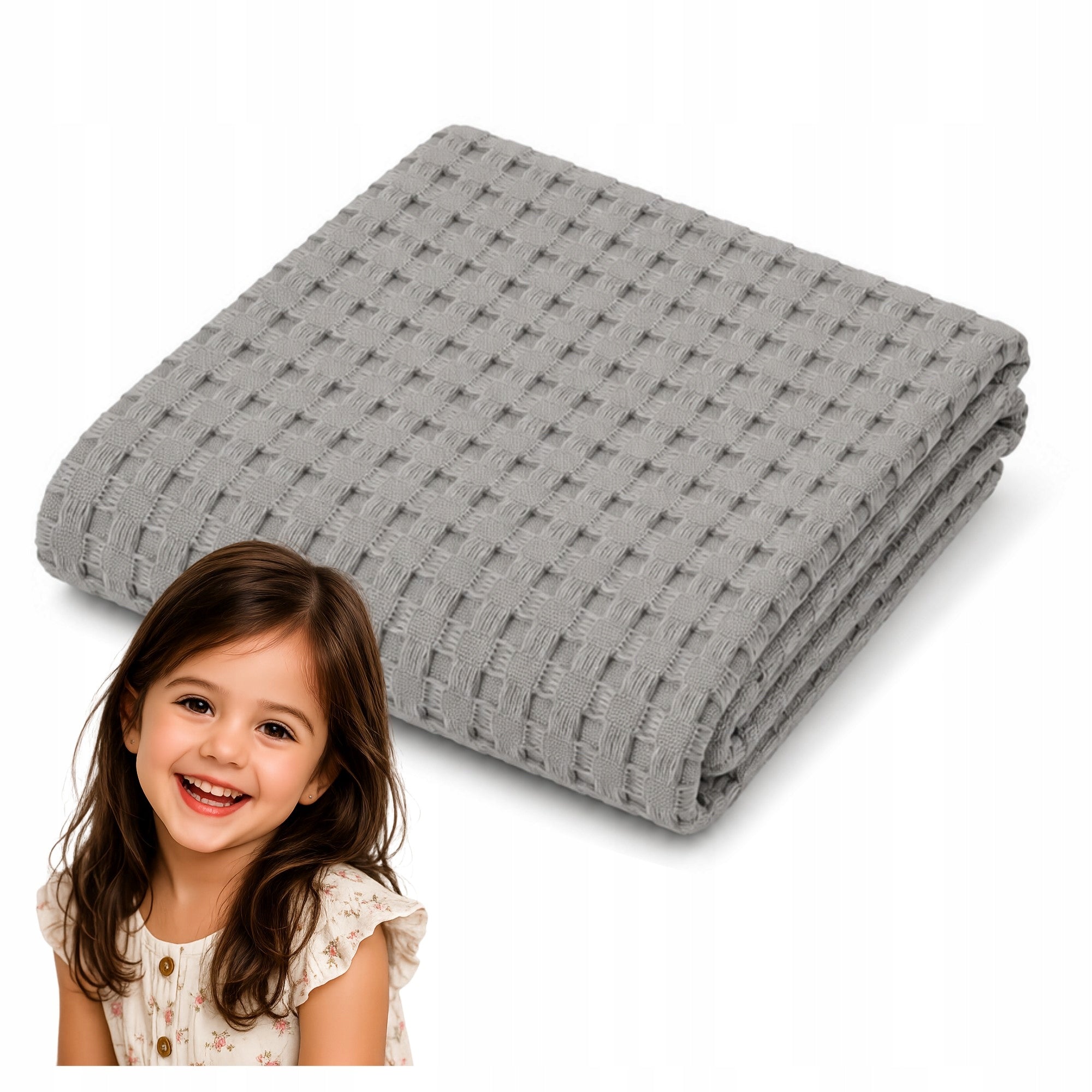 Blanket baby blanket WAFER 100% COTTON 70x100cm LIGHT GREY Packaging status original