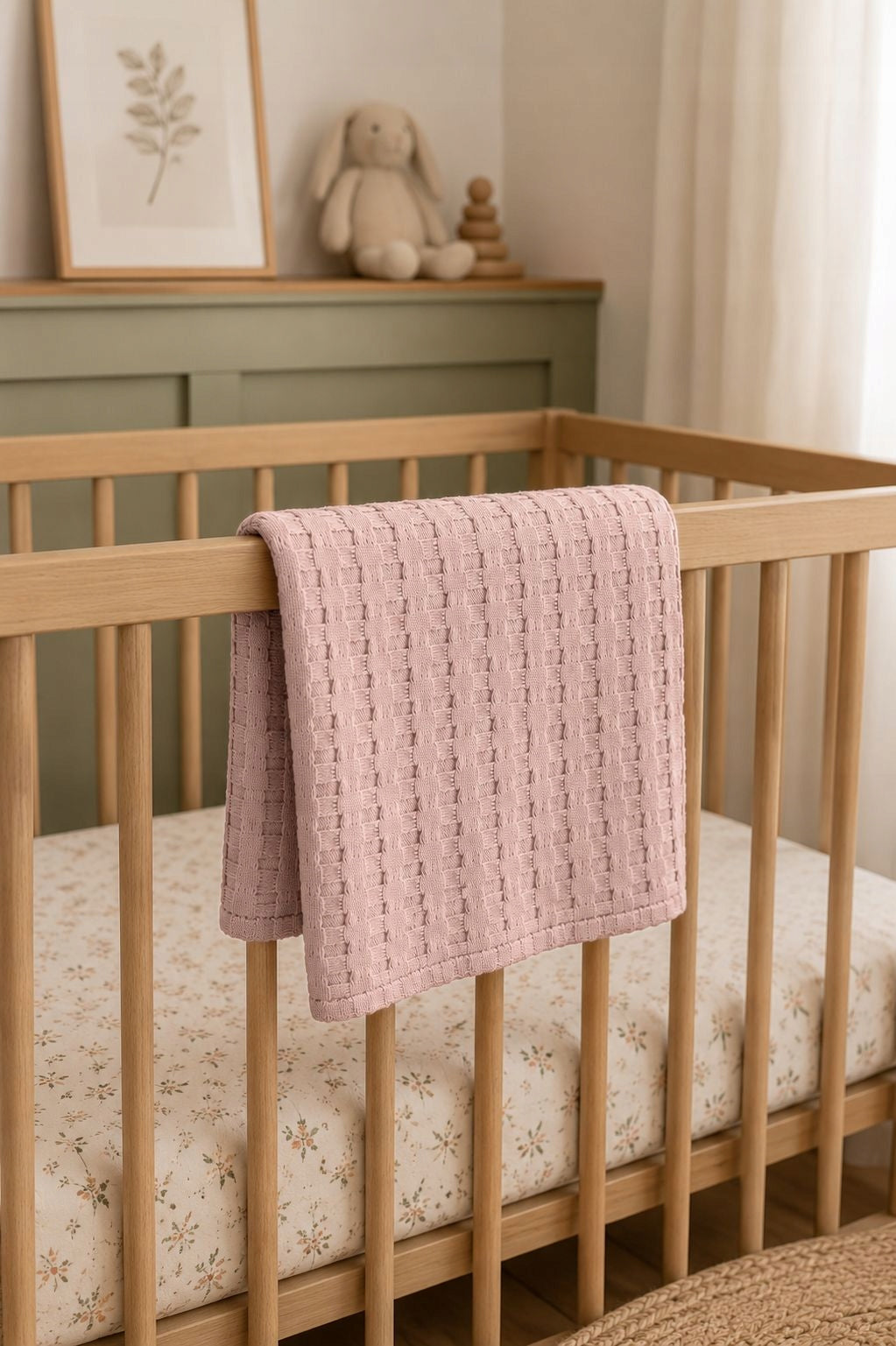 Blanket baby blanket WAFER 100% COTTON 70x100cm PINK Brand MEBLE ODNOWA