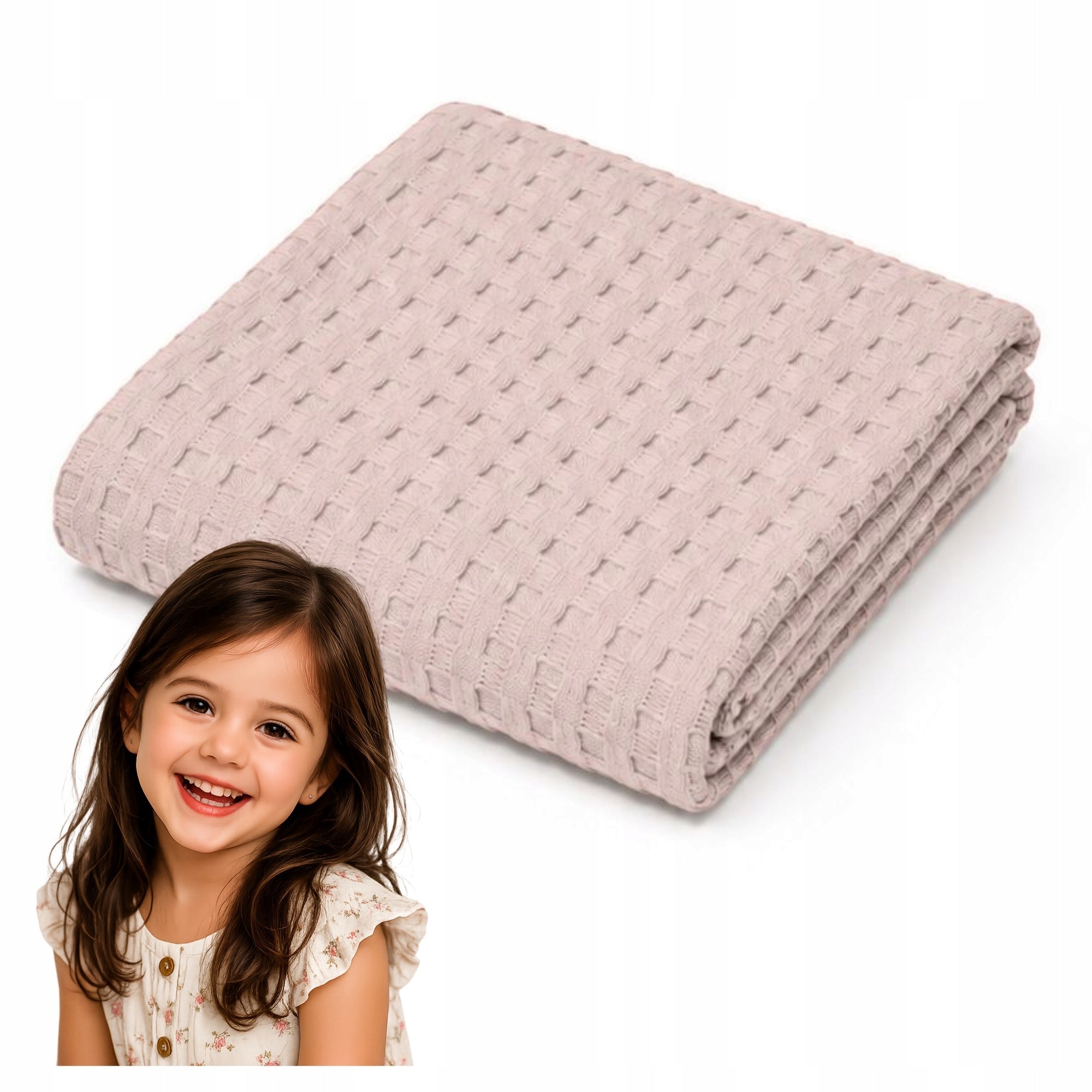 Blanket baby blanket WAFER 100% COTTON 70x100cm PINK Packaging status original