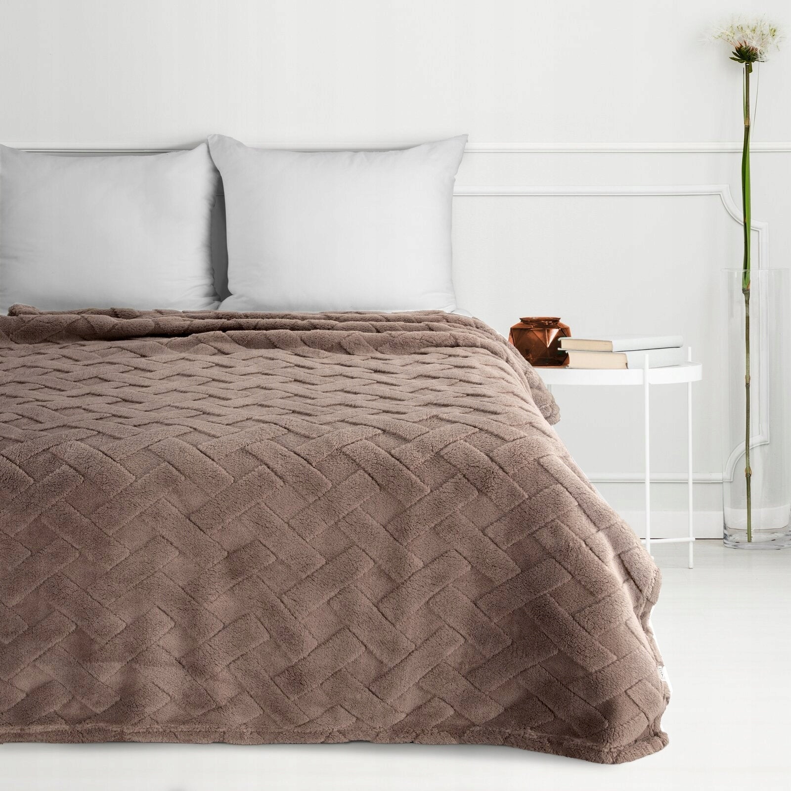 Blanket bedspread 200x220 c.beige thick soft fluffy Length 220 cm