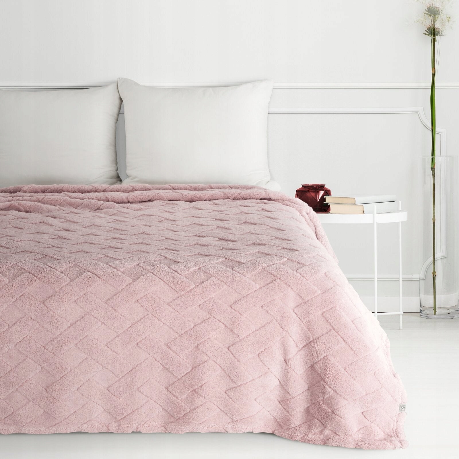 Blanket bedspread 200x220 pink thick soft fluffy Length 220 cm