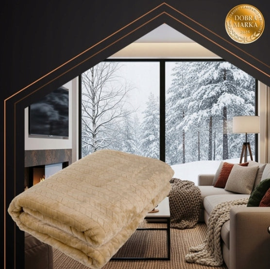Blanket beige electric heated 180x130 cm 10 modes with remote control beige Medical device no