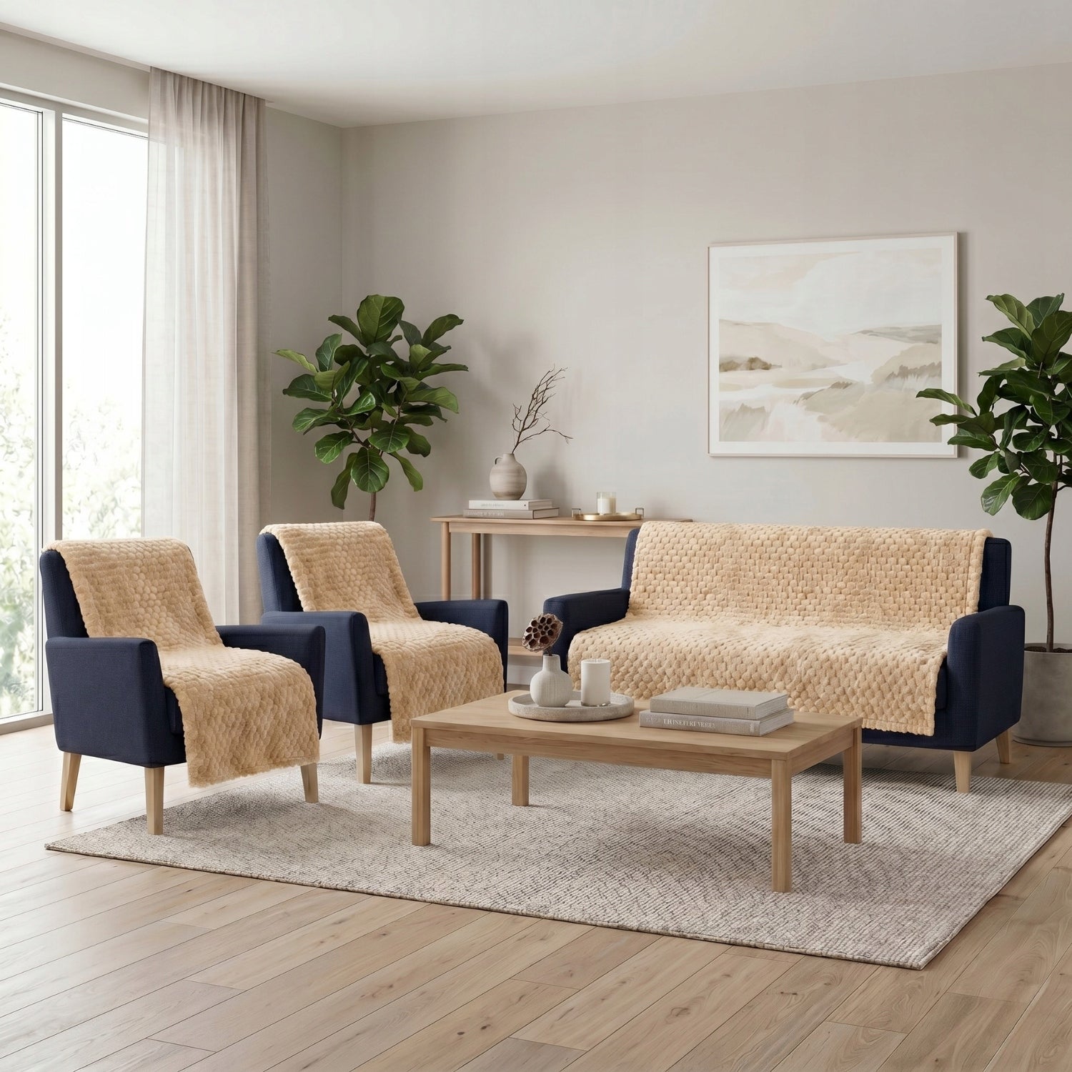 Blanket for Sofa and Armchairs Fleece Living Room Set of 3 pcs 160/200 70/160 Packaging status original