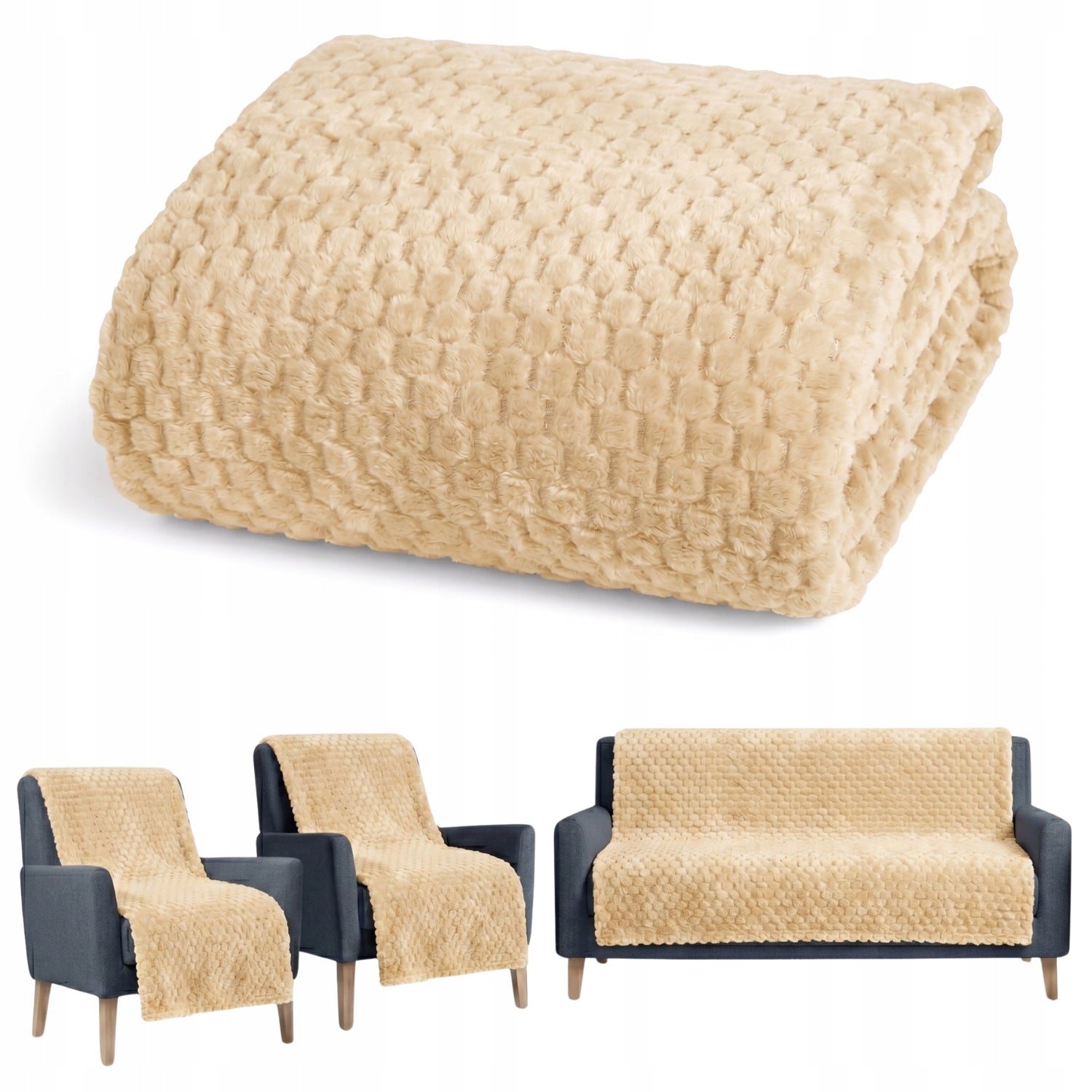 Blanket for Sofa and Armchairs Fleece Living Room Set of 3 pcs 160/200 70/160