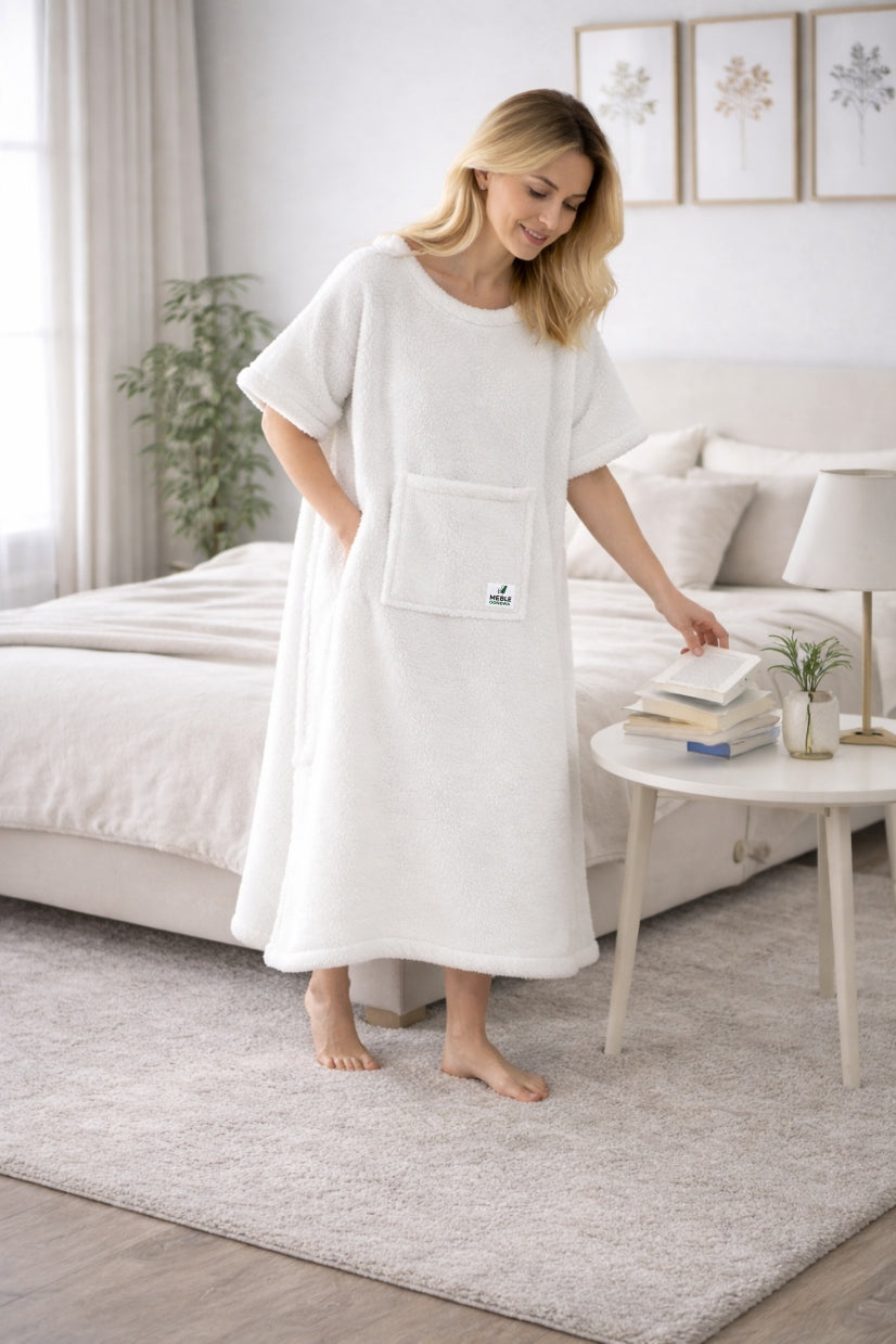 Blanket sweatshirt, KOCOBLUZA, warm hooded bedspread, WHITE Oversize soft Packaging status original