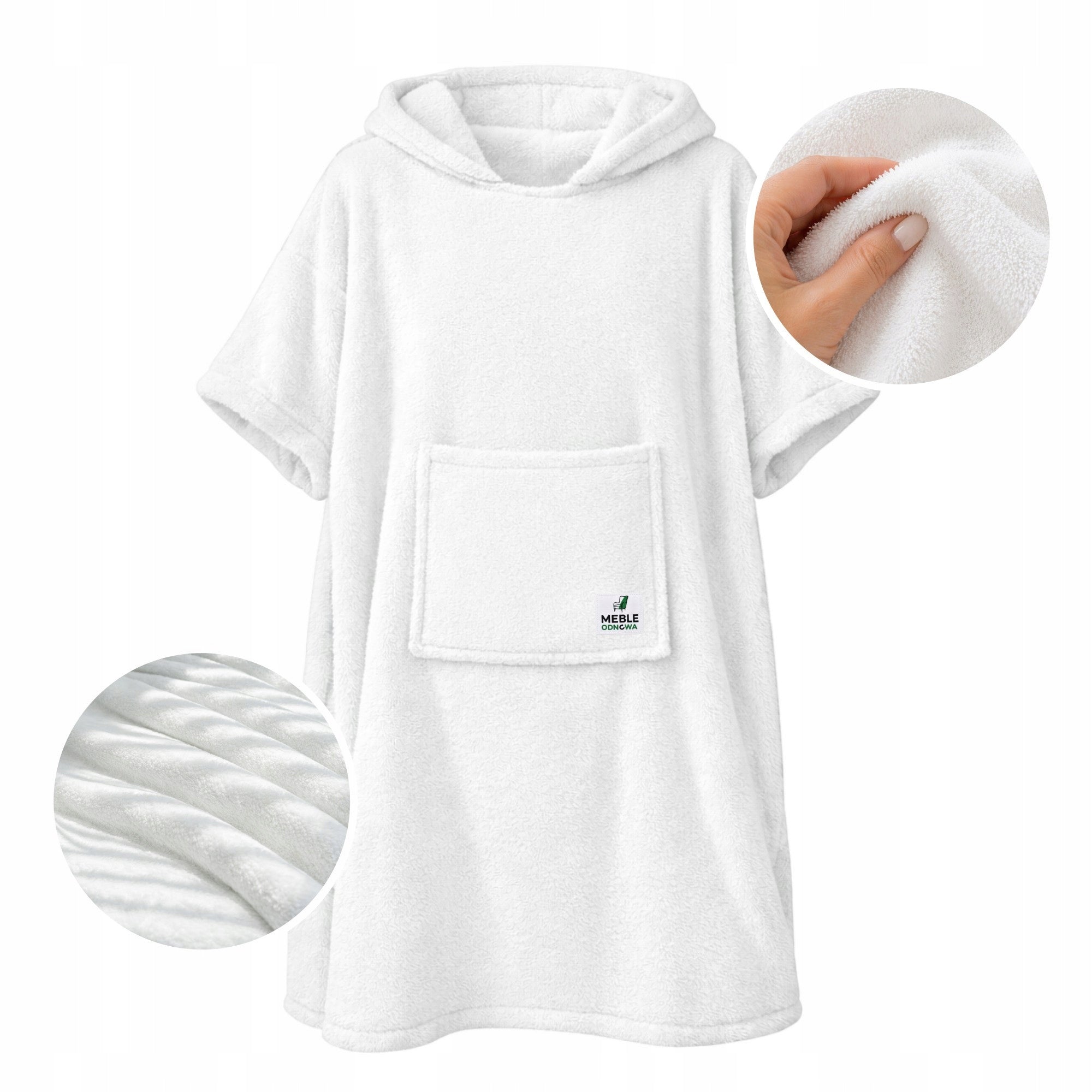 Blanket sweatshirt, KOCOBLUZA, warm hooded bedspread, WHITE Oversize soft