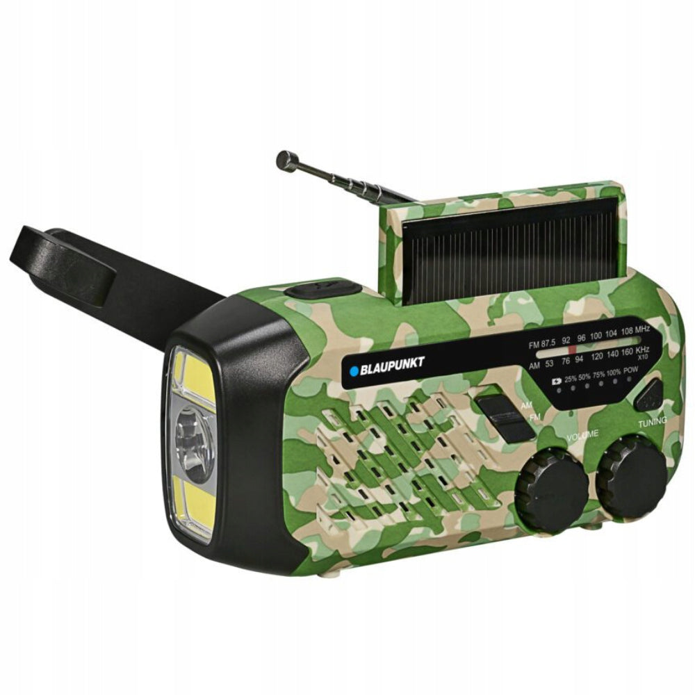 Blaupunkt ER10GC Survival Radio Dynamo Solar AM/FM Green Camo Flashlight