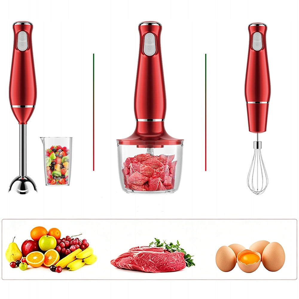 Blender Czerwony Mikser Reczny 2 Prędkości i Tryb Turbo Mocny 800w 4W1 Packaging status original