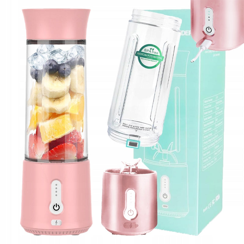 Blender Juicer Cordless Leak Proof 6Blades USB-C Rechargeable LED Indicator