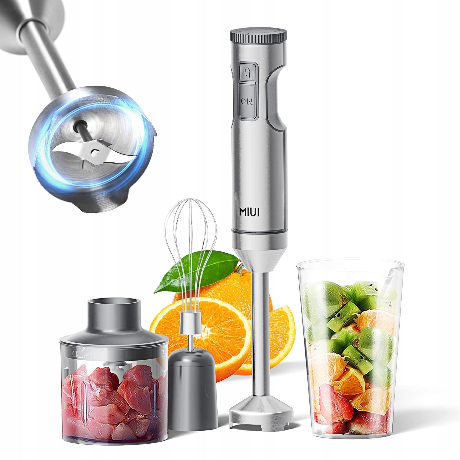 Blender Ręczny MIUI Mikser Kuchenny Zestaw Stal Nierdzewna Elektryczny