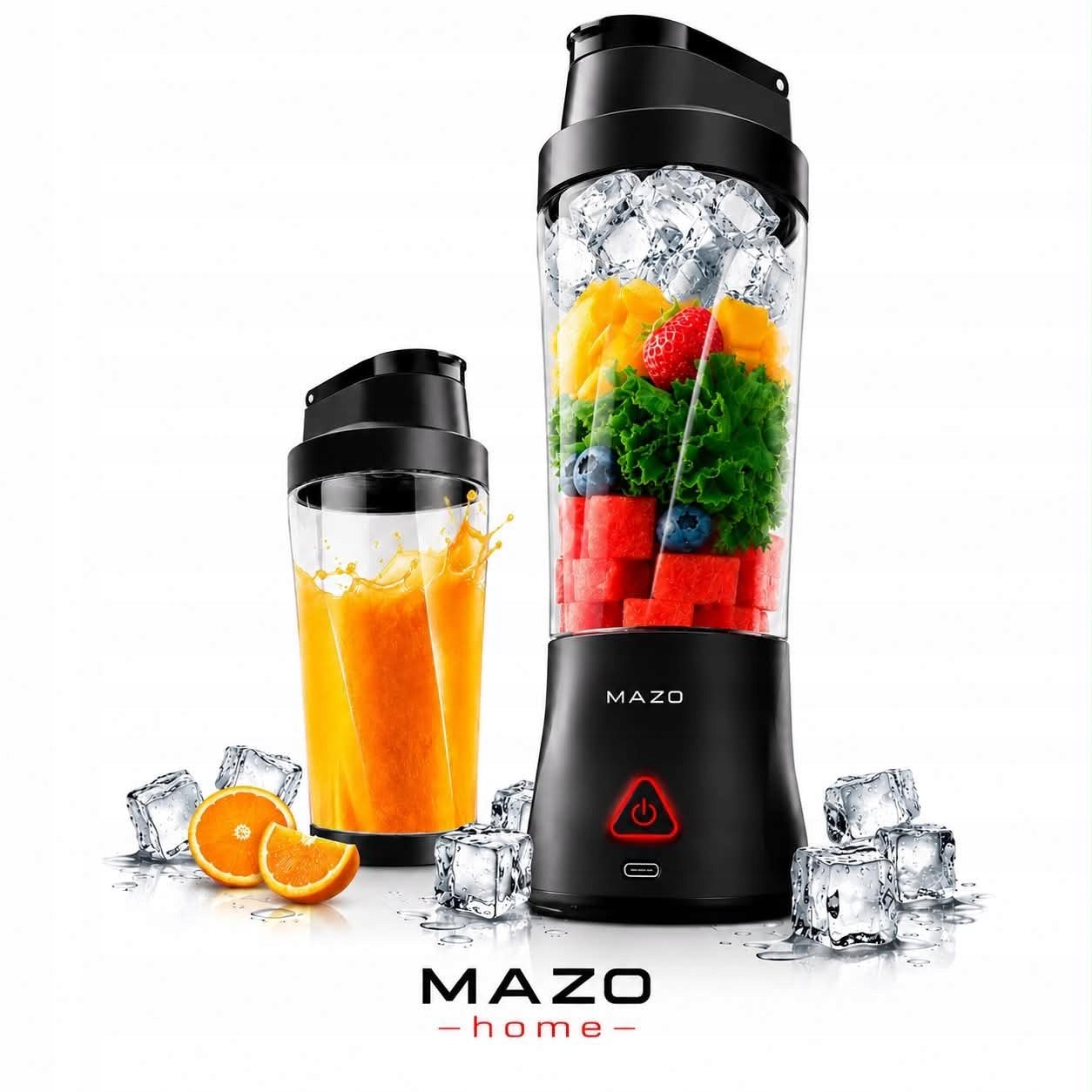 Blender water bottle portable wireless MAZO 300 In smoothie crushes ice 6 blades