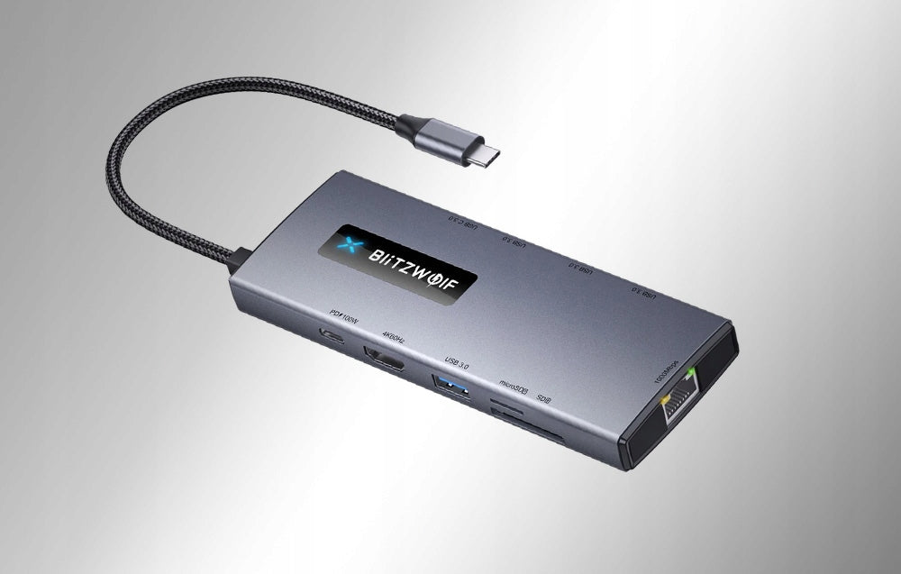 Blitzwolf BW-NEW TH8 Hub USB-C Adapter 10in1 RJ45 SD Hdmi 4K PD Manufacturer code BW-NEW TH8