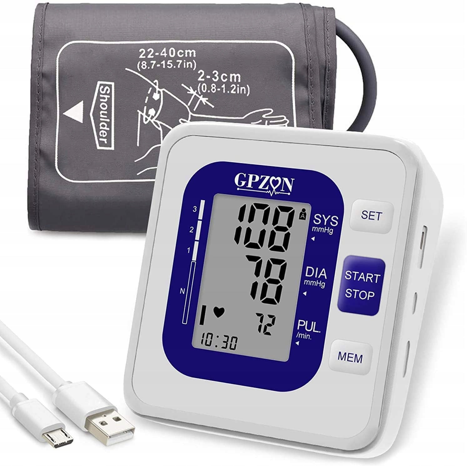 Blood pressure monitor GPZON B26 shoulder USB cuff 22-40 cm