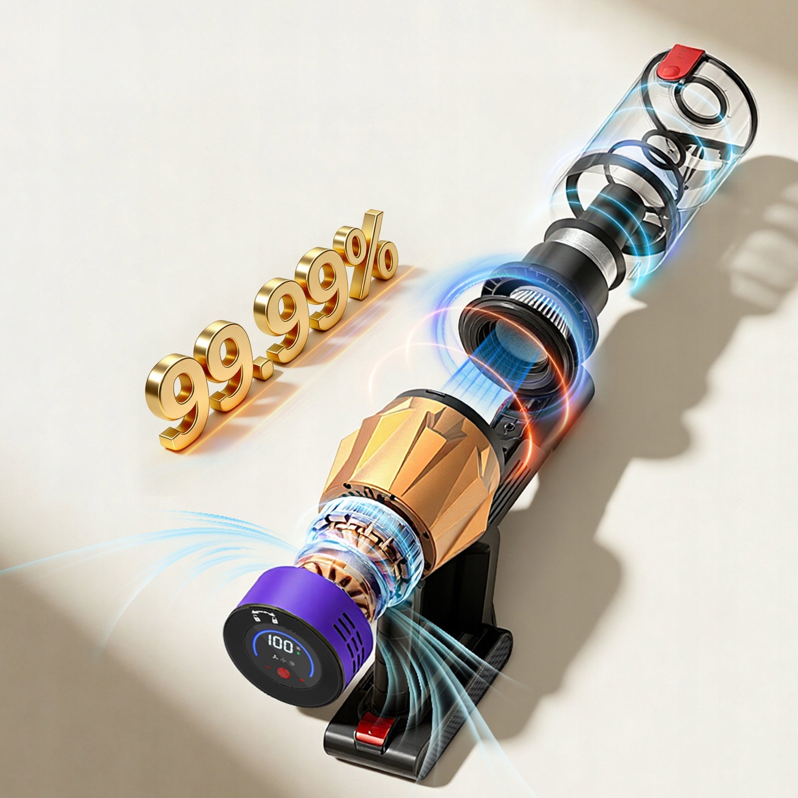 Blossom V18 Cordless Handheld Vacuum Cleaner 550W 50KPa for Home and Car Dominant color yellow/gold