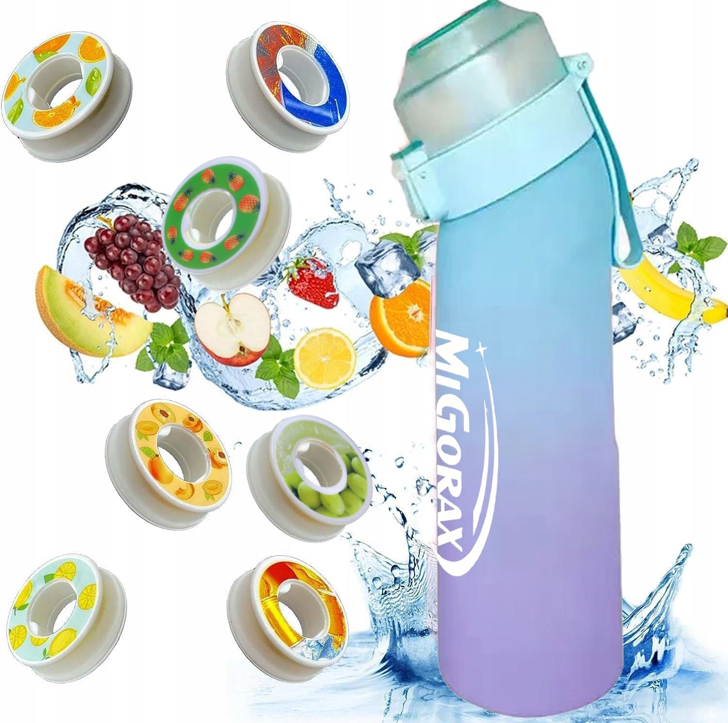 Blue Flavoured Water Bottle 650ml With 7 Fragrance Rings