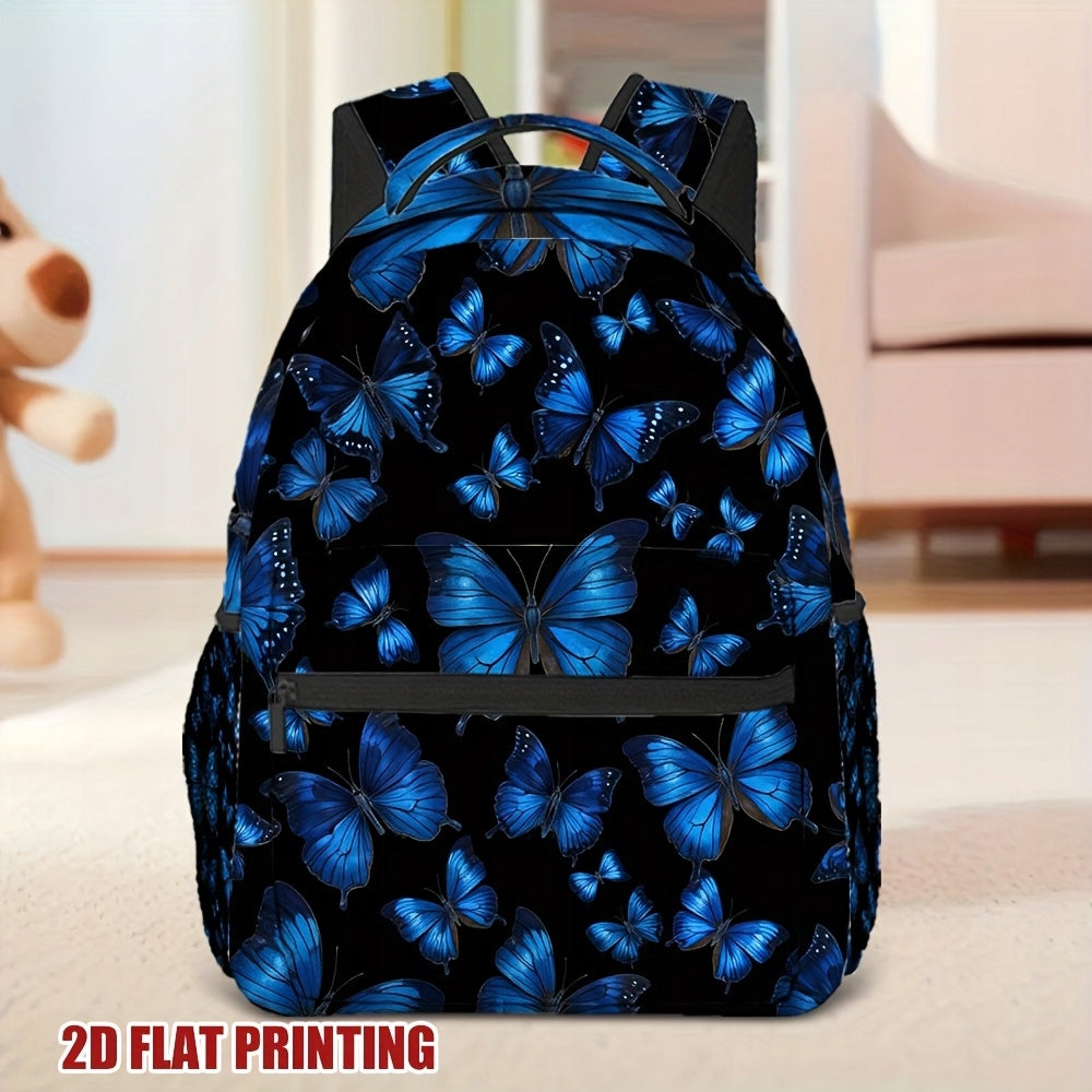 Blue Fluorescent Butterfly Vibrant Durable Backpack for School and Travel