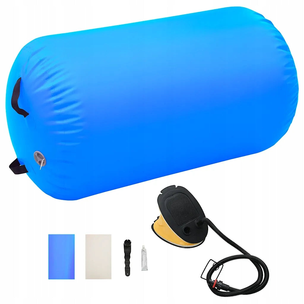 Blue PVC Exercise Roller 100x60cm with Foot Pump, Anti Slip