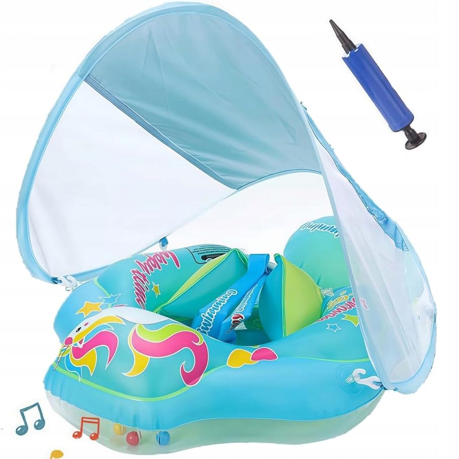 Blue PVC Swimming Wheel for Babies 12 to 36 Months Color blue