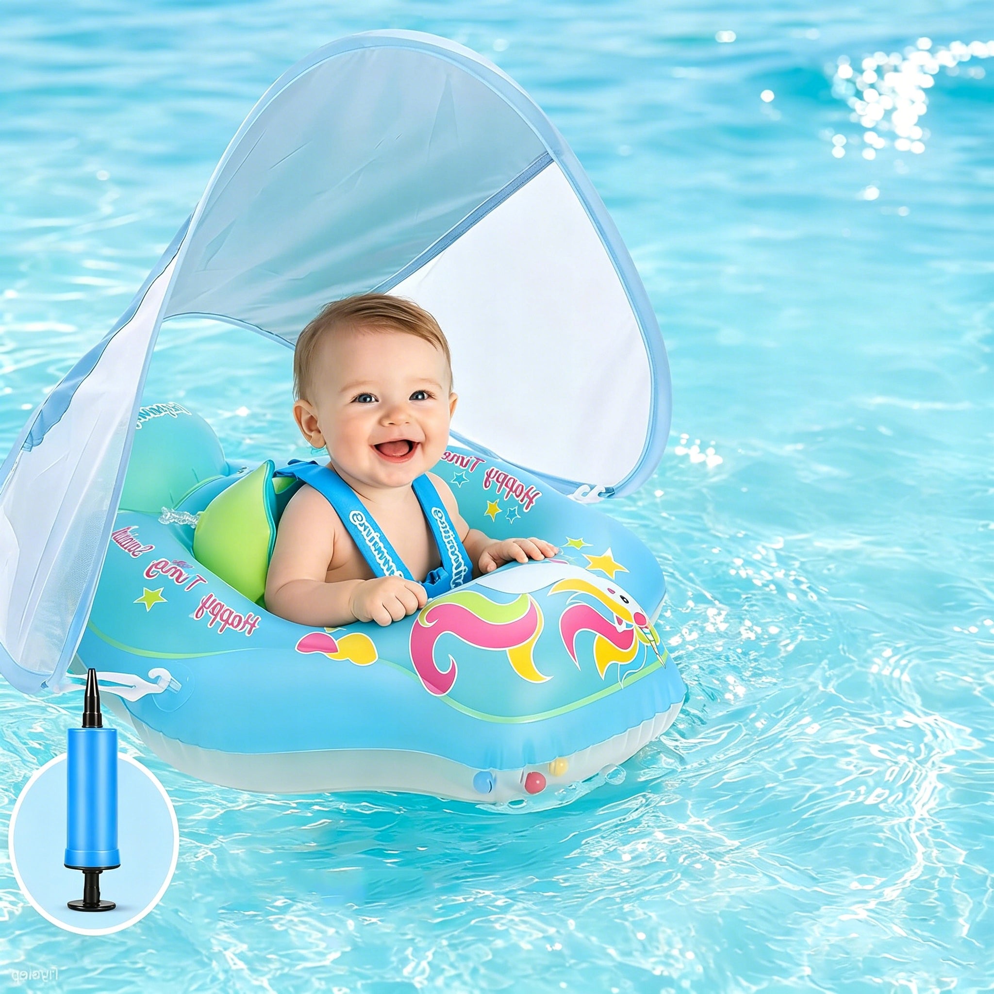 Blue PVC Swimming Wheel for Babies 12 to 36 Months Model 4048715782176