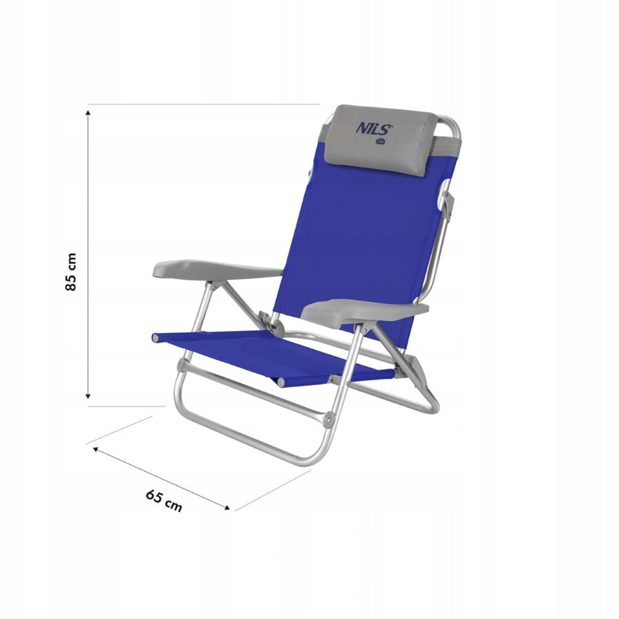 Blue beach chair NILS CAMP 5 backrest positions Kind chair