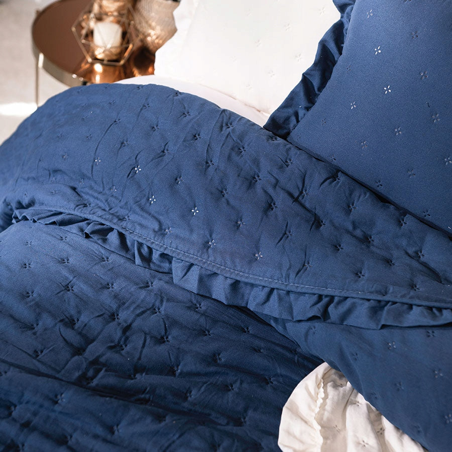 Blue bedspread kapa plaid with ruffle quilted 200x220 with pattern Packaging status original