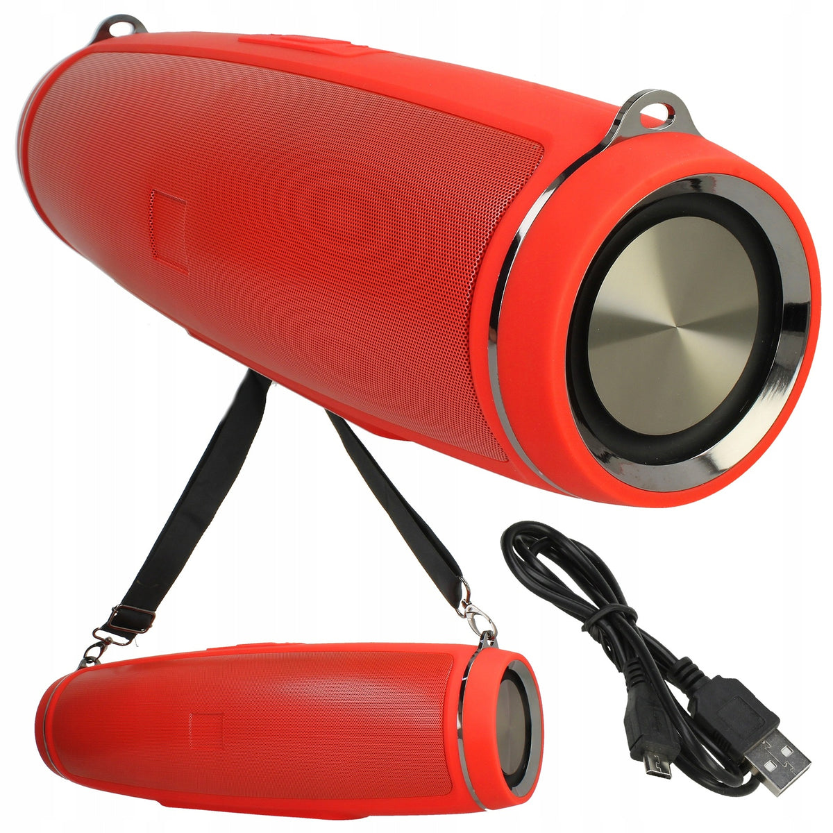 Bluetooh Speaker Portable FM Radio TWS Rechargeable 2400mAh + Shoulder Strap Packaging status original