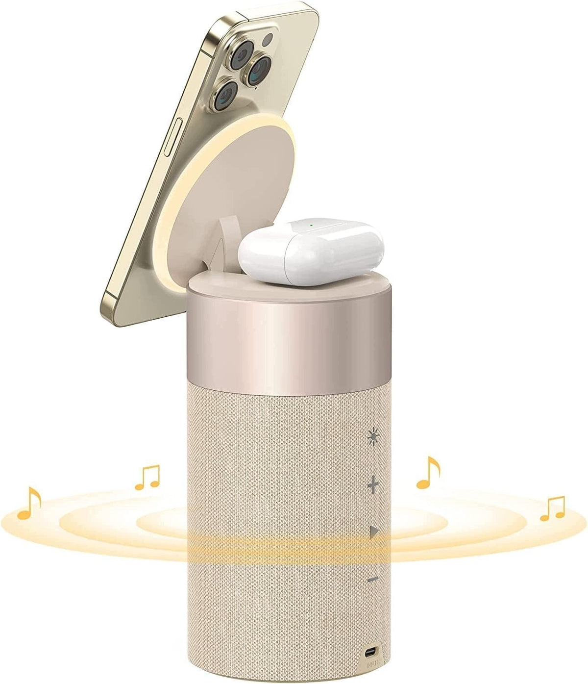 Bluetooth 5.1 Speaker with 2in1 MagSafe Charger and LED Light