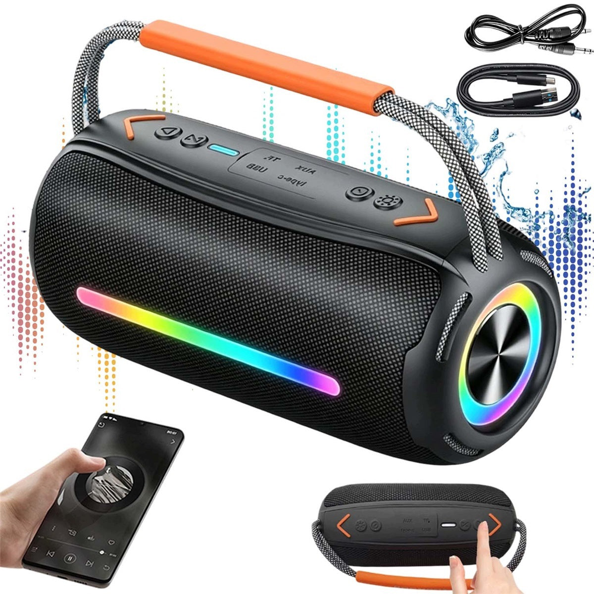 Bluetooth 5.4 20W Stereo Speaker with IPX6 Waterproof, Black Packaging status original