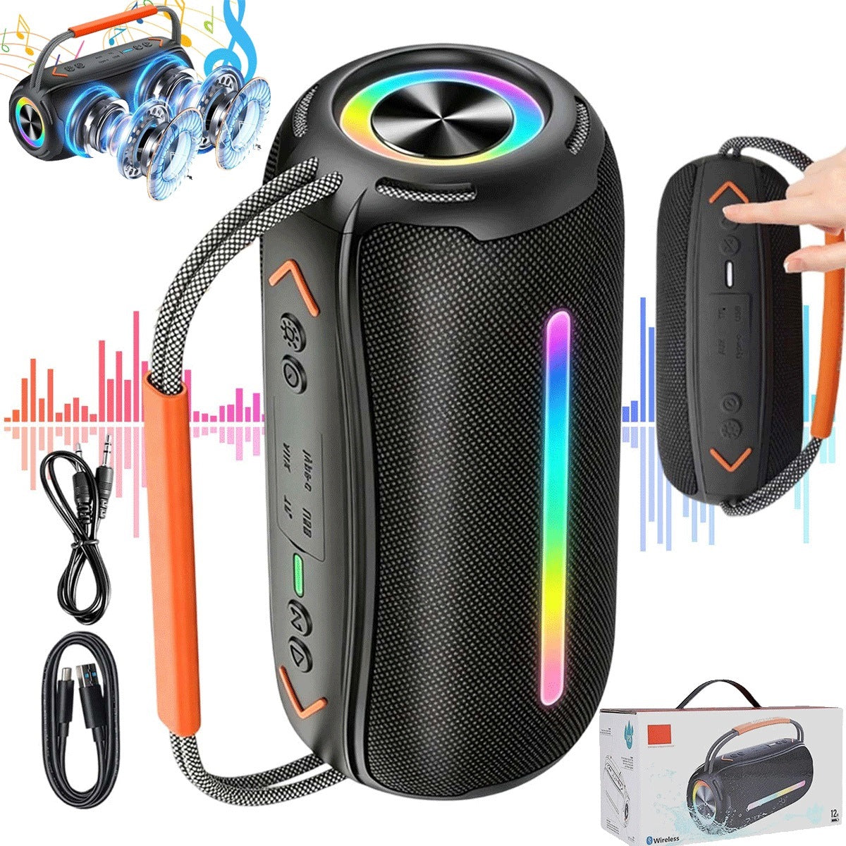 Bluetooth 5.4 20W Stereo Speaker with IPX6 Waterproof, Black