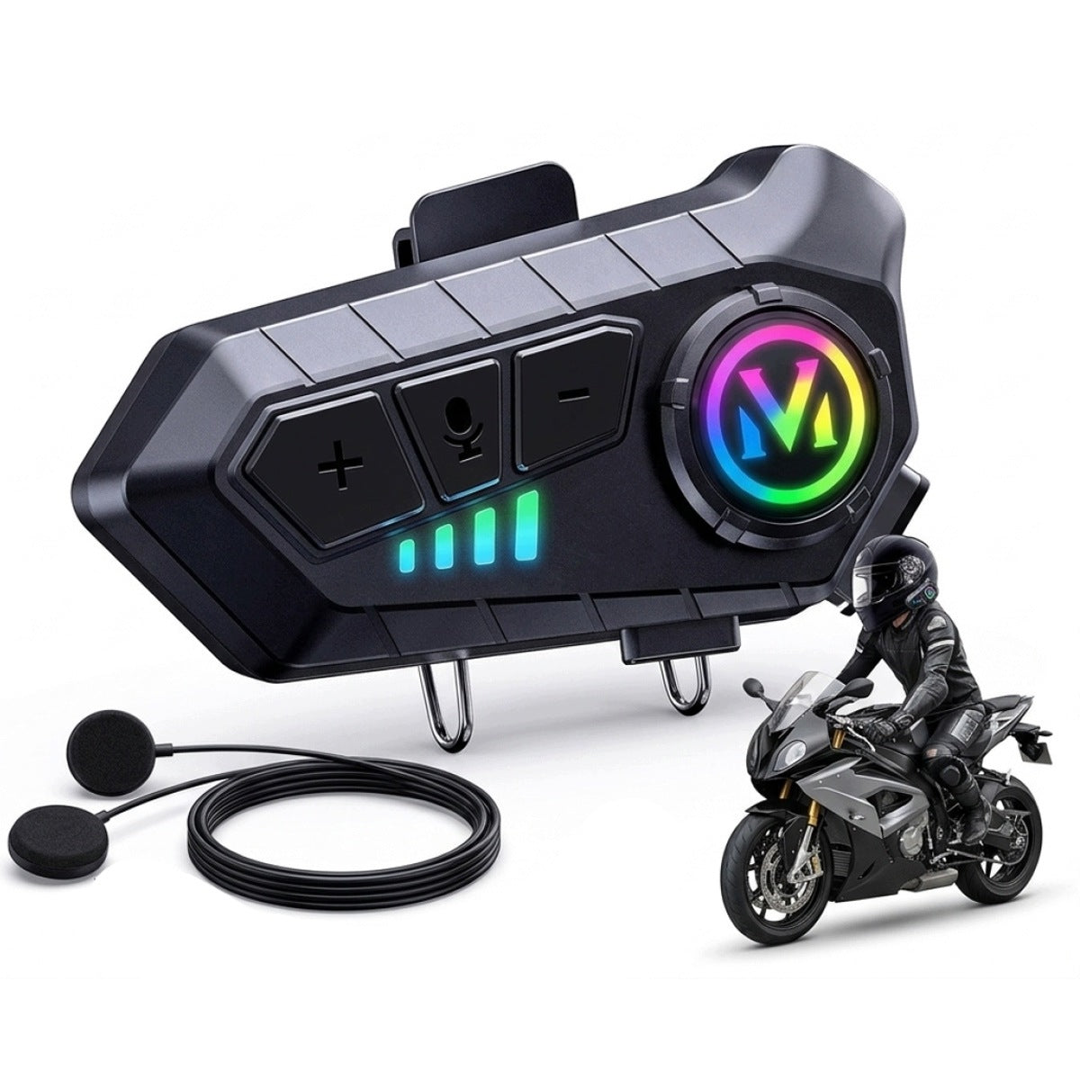 Bluetooth 6.0 Motorcycle Intercom Up to 2 People IPX6 For Helmet