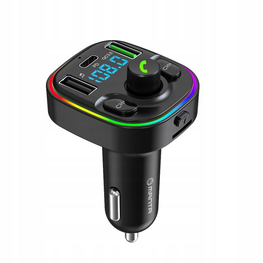 Bluetooth FM Transmitter Audio Car Charger PD 20W QC3.0 USB-C LED Manufacturer code Transmiter samochodowy FM USB-C LED TFM102