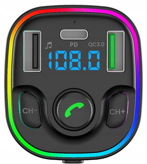 Bluetooth FM Transmitter Audio Car Charger PD 20W QC3.0 USB-C LED Packaging status original
