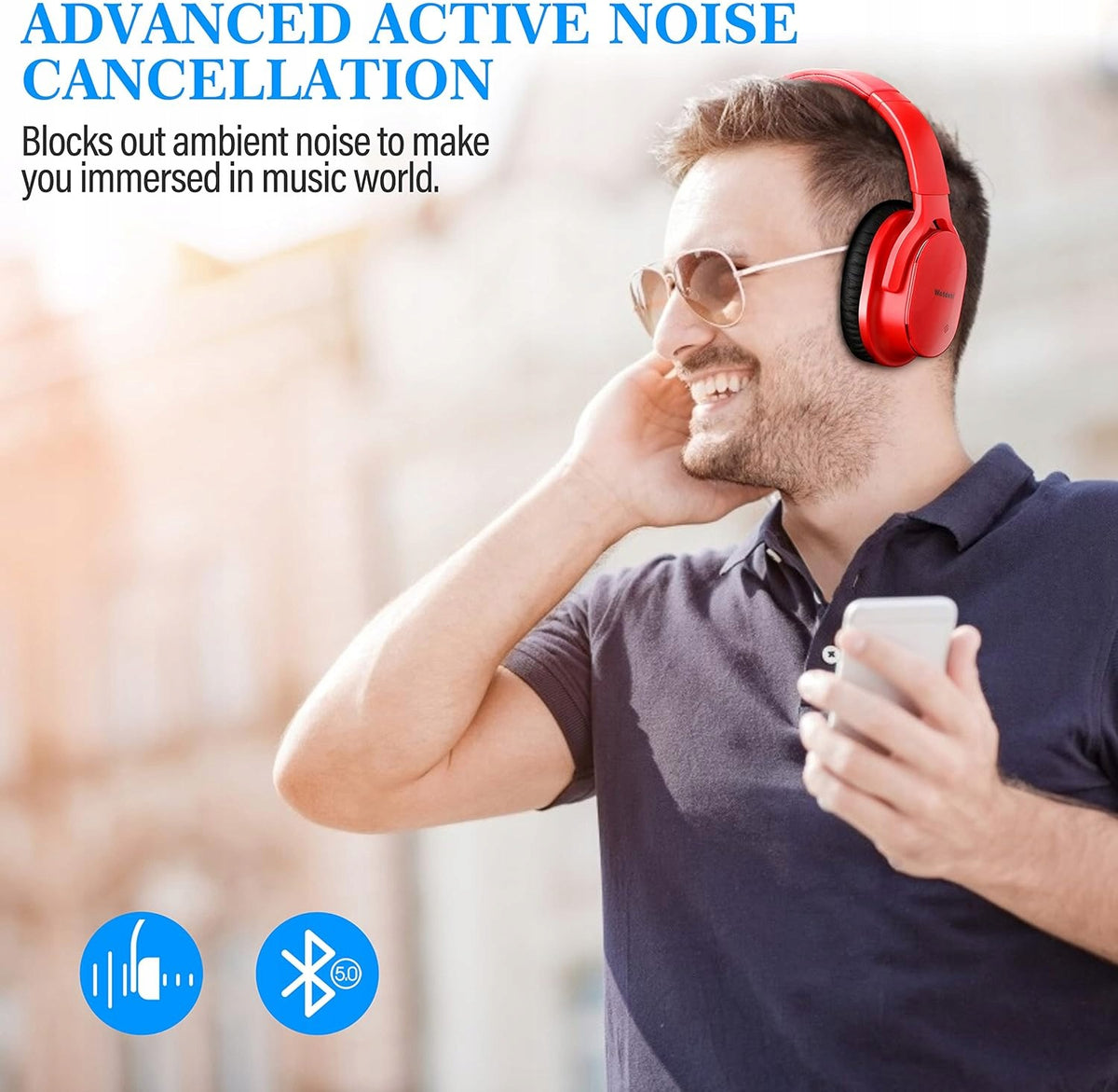 Bluetooth Headphones ANC Wireless Noise Cancelling USB-C Red Manufacturer code 5908069212578