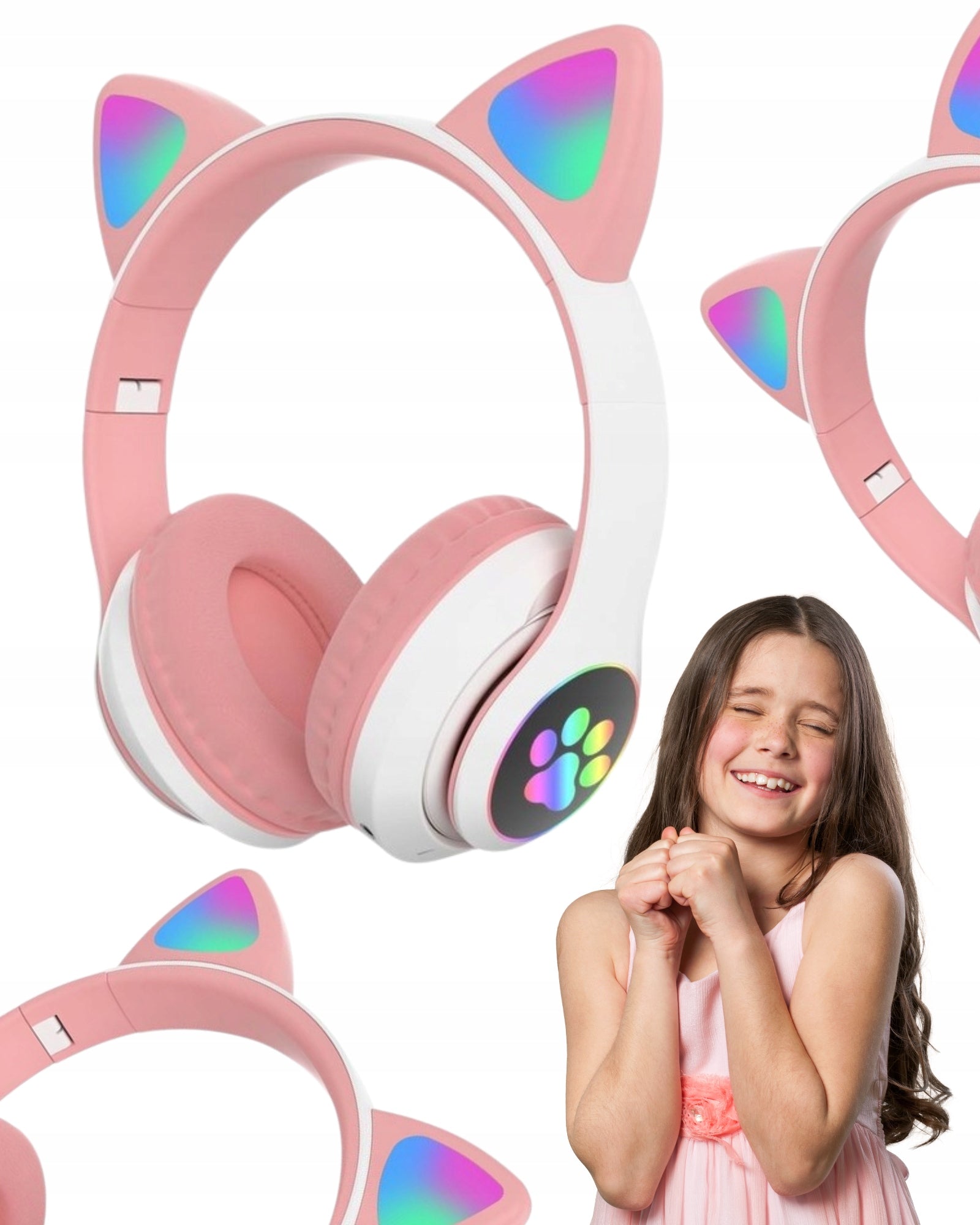 Bluetooth Headphones Cat Ears LED On-Ear for Baby Girls Gift Manufacturer code BELLA-B-0189